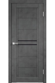 Полотно дверное NEXT2 экошпон муар темно-серый 700мм стекло Лакобель черное