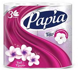 Бумага Туалетная Papia 3-х слойная 4 рул Балтийский цветок белая