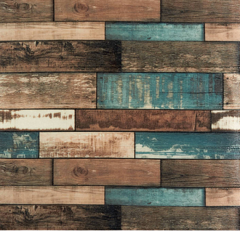 Панель самоклеющаяся 3D 700х770х3 мм Деревянная мозаика синяя; DecoSelf