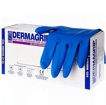 Перчатки хозяйственные латекс Dermagrip High Risk Powder Free 25 пар р-р L анатомические