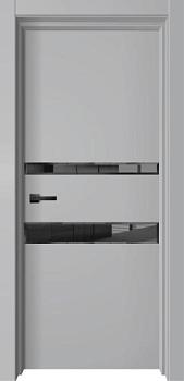 Полотно дверное Premium Soft Premiata-9 серый софт 700мм; лакобель черная фацет