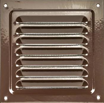 Решетка вентиляционная 125х125 мм металл коричневый с сеткой, МВМ 125с