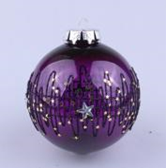 Набор шаров новогодних пластик 3шт/8см фиолет с декором; SYQD-011919