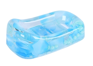 Мыльница настольная пластик гель прозрачно-голубой Лепестки
