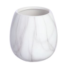 Стакан для зубных щеток настольный керамика мрамор белый; 400-01