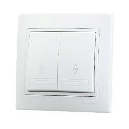 Переключатель Mira с/у белый 2-кл; Lezard, 701-0202-106