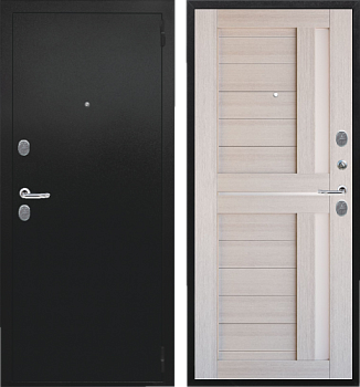 Дверь металлическая Сталкер Т-9 860х2050мм L 1,2 мм черный муар с блесками/капучино