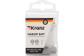 Набор бит 25 мм 7 шт. PH1 PH2 PZ1 PZ2 SL5.5 T30 с магнитным держателем;Kranz, KR-92-0433