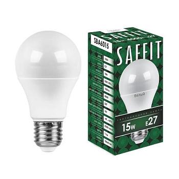 Лампа светодиодная SBA6015 15Вт 4000K 230В E27 A60; SAFFIT, 55011