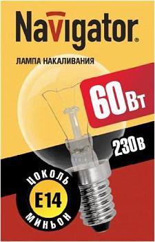 Лампа накаливания NI С 60Вт E14 230В CL; NAVIGATOR, 94 316