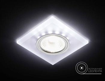 Светильник точечный MR16 50Вт G5.3+3Вт LED WHITE матовый/хром; Ambrella, S215 W/CH/WH