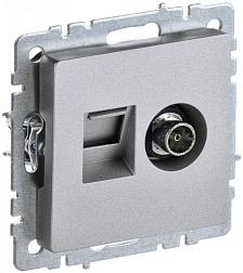 Розетка комп+TV 2-м Brite RJ45 кат.5E + TV алюм.;IEK, BR-AK20-1-K47
