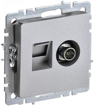 Розетка комп+TV 2-м Brite RJ45 кат.5E + TV алюм.;IEK, BR-AK20-1-K47