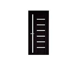 Полотно дверное Фрегат эко-шпон Мадрид темный кипарис 600мм стекло белое