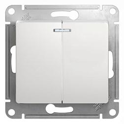 Выключатель Glossa с/у белый 2-кл с подсв; Schneider Electric; GSL000153