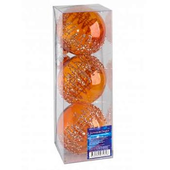 Набор шаров новогодних пластик 3шт/8см оранжевый; SYQD-011948
