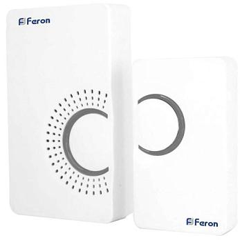 Звонок беспроводной E-373 36 мелодий 80м с кнопкой IP20 белый/серый; Feron, 23686