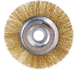 Кордщетка для УШМ дисковая латунь 150х22мм; VERTEXTOOLS, 12099-150