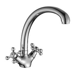 Смеситель двуручный для кухни с поворотным изливом, хром, Decoroom, DR54029