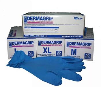 Перчатки хозяйственные латекс Dermagrip High Risk Powder Free 25 пар р-р M анатомические