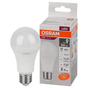 Лампа светодиодная 12Вт 4000К 230В E27 груша OSRAM; 4058075579002
