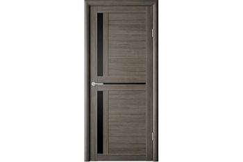 Полотно дверное Фрегат эко-шпон Кельн серый кедр 900мм стекло черное