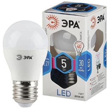 Лампа светодиодная STD P45 5Вт 4000К E27 шар; ЭРА, Б0028488