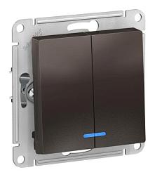 Выключатель Atlas Design с/у мокко 2-кл с подсветкой; Schneider Electric, ATN000653