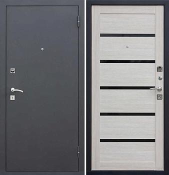 Дверь металлическая Гарда Муар 960х2050мм R 1,2 мм черный муар/лиственница мокко царга