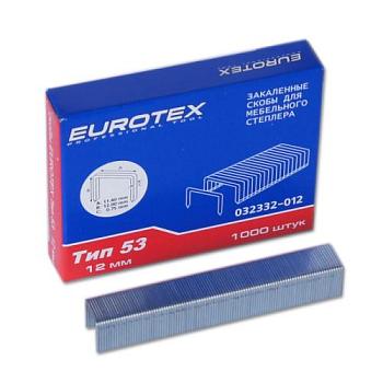 Скобы закаленные для мебельного степлера 12 мм ТИП 53 1000 шт; EUROTEX, 032332-012