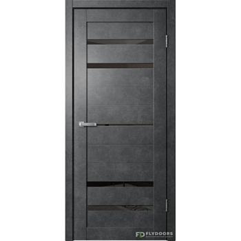 Полотно дверное Fly Doors BARN В3 ПВХ бетон темный ПО 700мм черное стекло; Сибирь Профиль