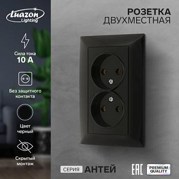 Розетка электрическая Антей 2-ая черный б/з скрытая; Luazon Lighting, 9925776