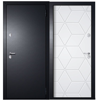 Дверь металлическая с терморазрывом Гудзон 3 870х2050мм R серебро антик металл/соты белый