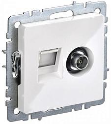 Розетка комп+TV 2-м Brite RJ45 кат.5E + TV бел.;IEK, BR-AK20-1-K01