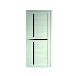 Полотно дверное Фрегат эко-шпон Кельн белый кипарис 800мм стекло черное