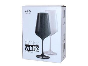Набор бокалов для вина Сандра 450 мл/2шт черно-белый; Bohemia Crystalex, 40728/D4594,D4653/450/2