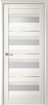 Полотно дверное Фрегат эко-шпон Барселона белый кипарис 900мм стекло матовое