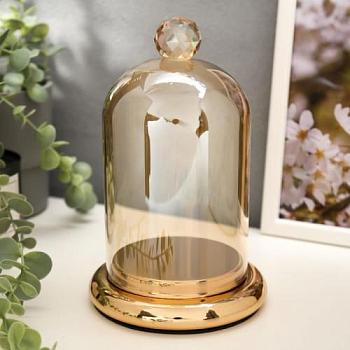 Подсвечник стекло 20,6х12,5х12,5 смКолба с кристаллом золотая карамель; С-Л, 5177289