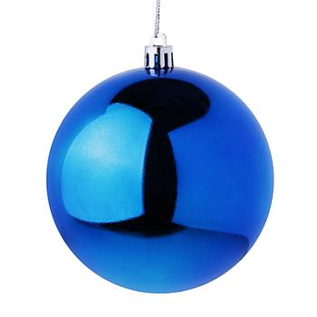 Шар новогодний 10см синий пластик; СНОУ БУМ, 372-594