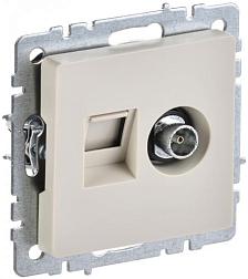 Розетка комп+TV 2-м Brite РТВ/РК12-БрКр RJ45 кат.5E + TV беж.;IEK, BR-AK20-1-K10