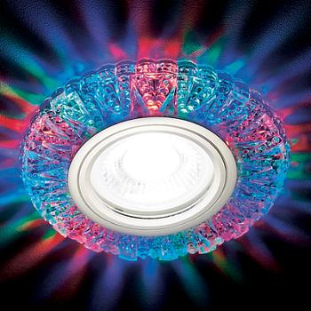 Светильник точечный MR16 50Вт G5.3+3Вт LED RGB хром/прозрачный хрусталь; Ambrella, S310 CH/RG
