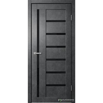 Полотно дверное Fly Doors BARN В4 ПВХ бетон темный ПО 800мм черное стекло; Сибирь Профиль