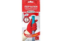 Перчатки латексные L БИКОЛОР СВЕРХПРОЧНЫЕ белый+красный Komfi; 25814