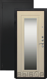 Дверь металлическая Выбор Зеркало 860х2050мм L 1,2 мм черный бархат/беленый дуб