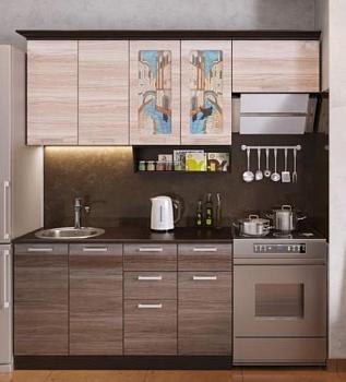 Кухонный гарнитур Венеция-2 2000 мм венге, серый, ясень бежевый глянец, левый