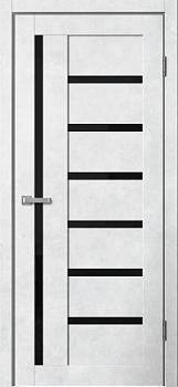 Полотно дверное Fly Doors BARN В4 ПВХ бетон светлый ПО 900мм; черное стекло; Сибирь Профиль