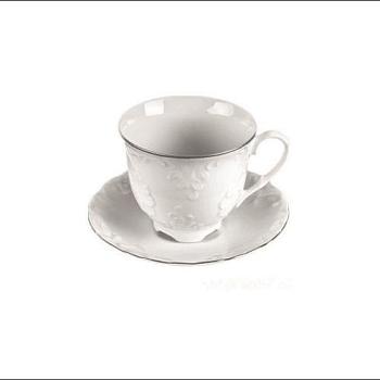 Чашка чайная 250мл отводка платиной Рококо белый фарфор; OMDZ22-Рококо-64
