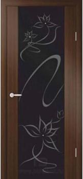 Полотно дверное Фрегат эко-шпон Сан-Ремо-1 Симфония темный кипарис 900мм стекло триплекс черный