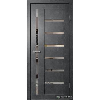 Полотно дверное Fly Doors BARN В4 ПВХ бетон темный ПО 800мм зеркало; Сибирь Профиль