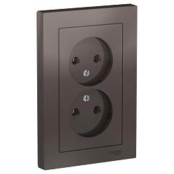 Розетка 2-м ATLAS DESIGN б/з 16А в сборе мокко Schneider Electric, ATN000620